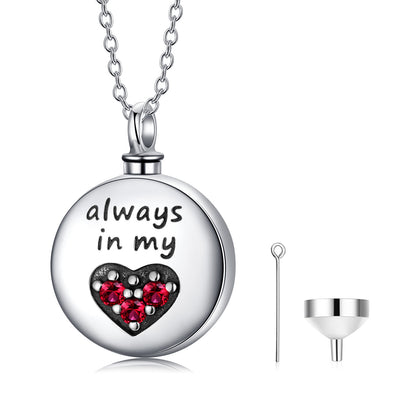 Engraved Heart Cremation Necklace in Sterling Silver