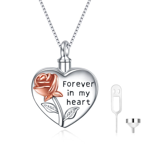 Elegant Rose Flower Urn Necklace - Forever in My Heart