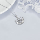 Lotus Flower & Om Symbol Yoga Necklace - Sterling Silver