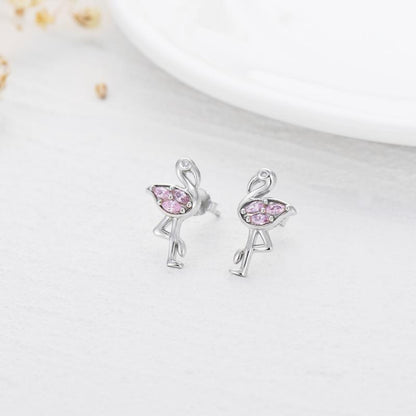 Pink Flamingo CZ Stud Earrings