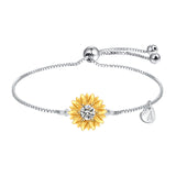 Sunflower Bracelets with Initial A Sterling Silver Sunflower Gifts for Women Girls Sunflower Jewelry