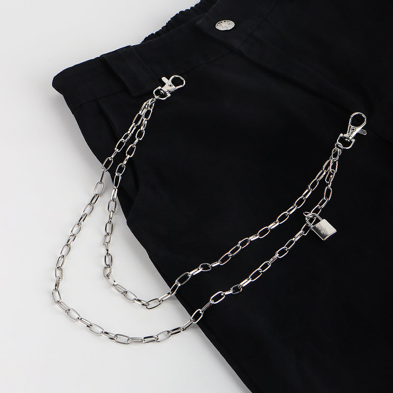 Bold Silver Metal Lockhead Chain: Your Ultimate Hip Hop Style Statement for Jeans