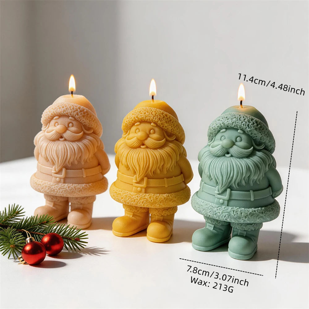 Santa candle size diagram with 11.4 cm height, 7.8 cm width and 213 g wax reference