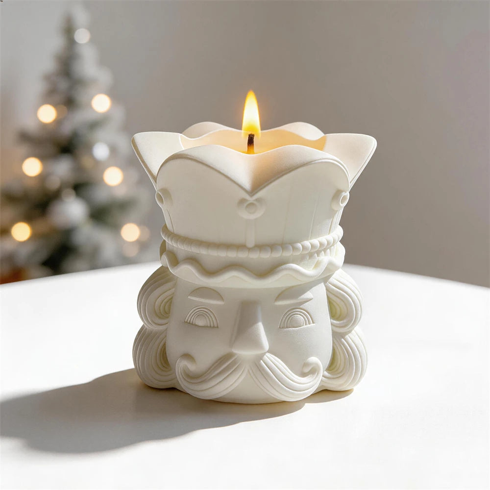 Cream nutcracker head vessel sample with a crown-shaped rim and curled moustache