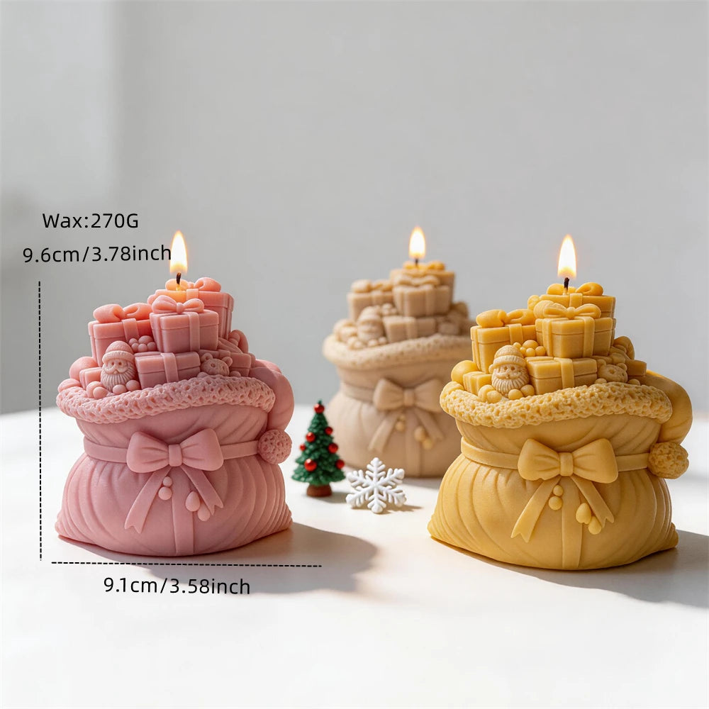 Christmas present sack candle sizing illustration showing about 9.6 cm tall