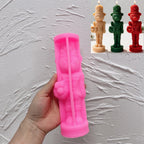Pink silicone mold for the bear nutcracker candle design
