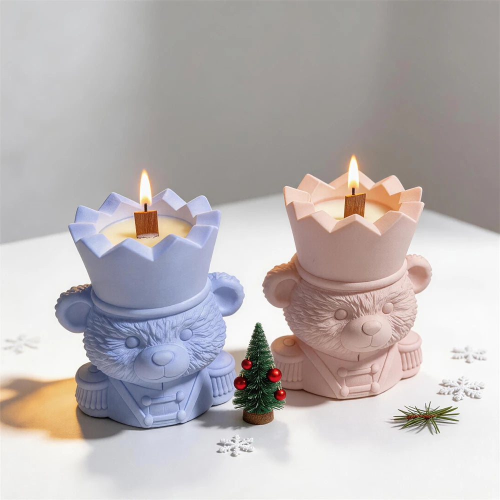 Blue and pink crowned bear vessel samples with tall pointed rims