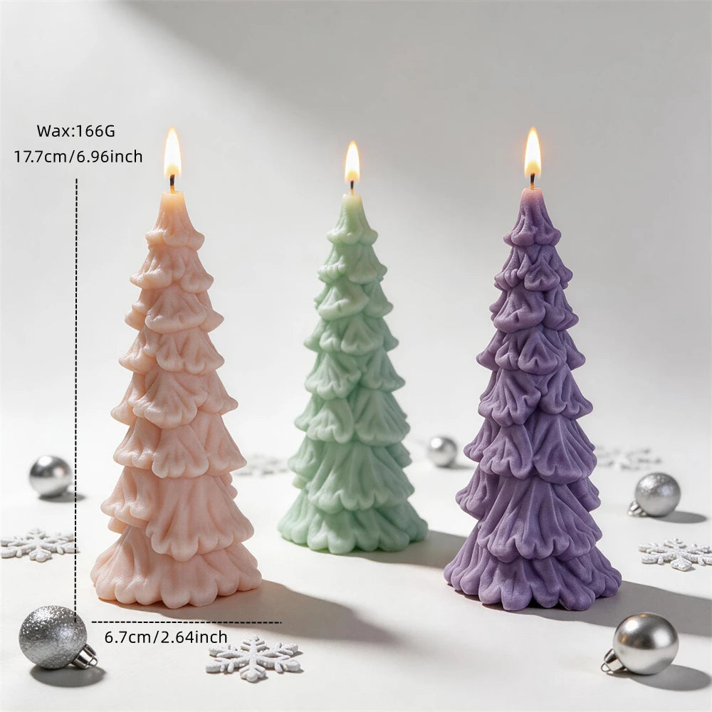 Christmas tree candle size diagram showing 17.7 cm height and 6.7 cm base width