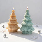 Rounded-tier Cable Knit tree candles with bobbled tops