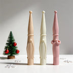 Unlit long-beard and moustache taper casts shown in neutral pink and cream