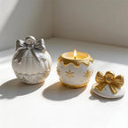 Silver fluted and gold snowflake spherical lidded vessel castings