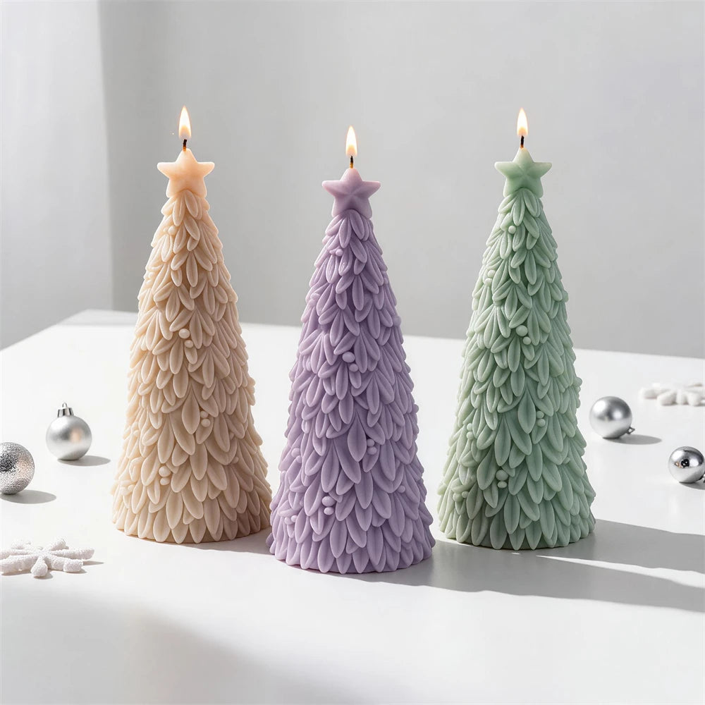 Fir tree candle group showing dense overlapping branch details