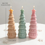 Gingerbread tree size diagram with 16.3 cm height, 5.2 cm width and 123 g wax reference