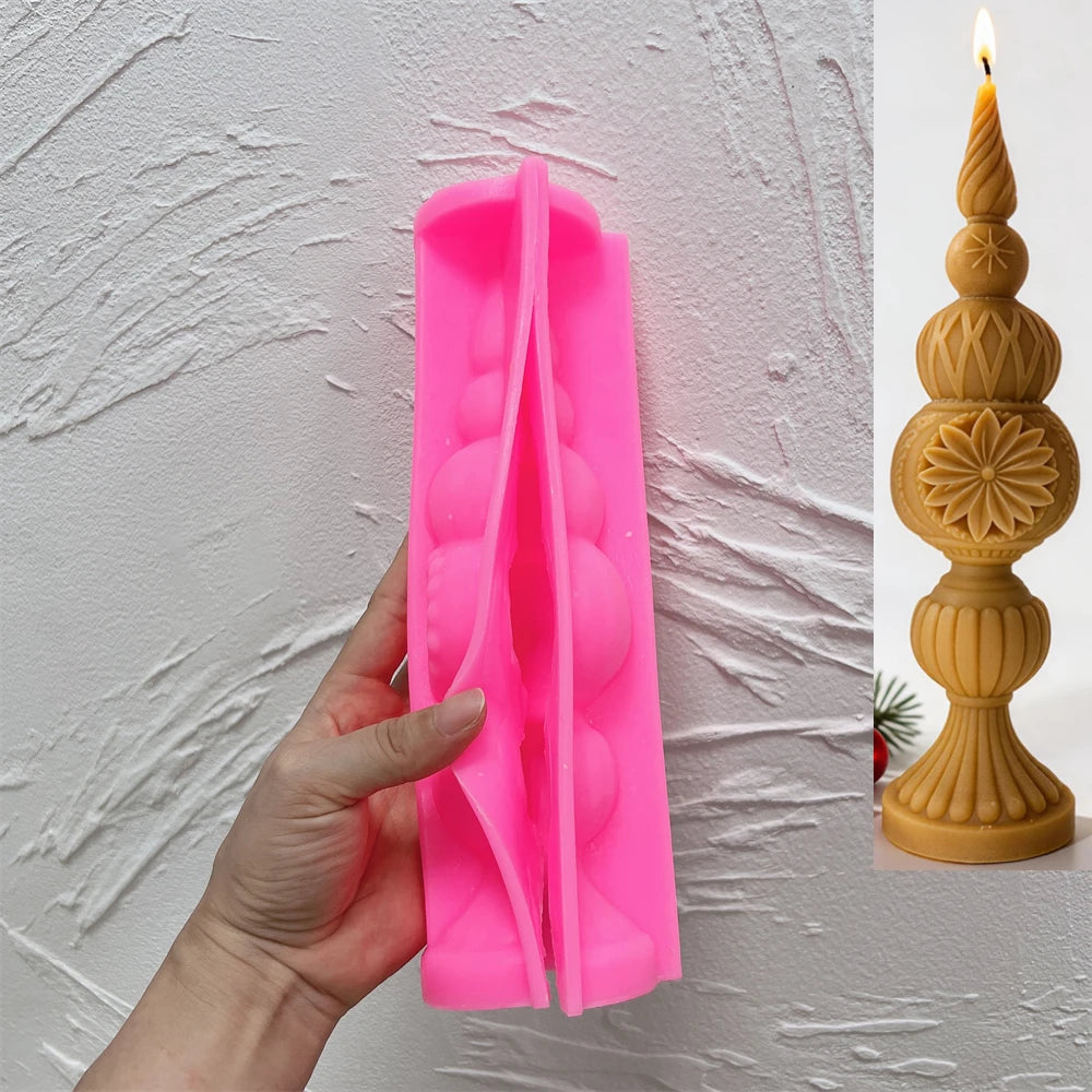 Pink silicone mold for Tall finial design SZ909A