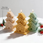 Stacked gingerbread cottage size graphic with 13 cm height, 8.5 cm width and 278 g wax reference