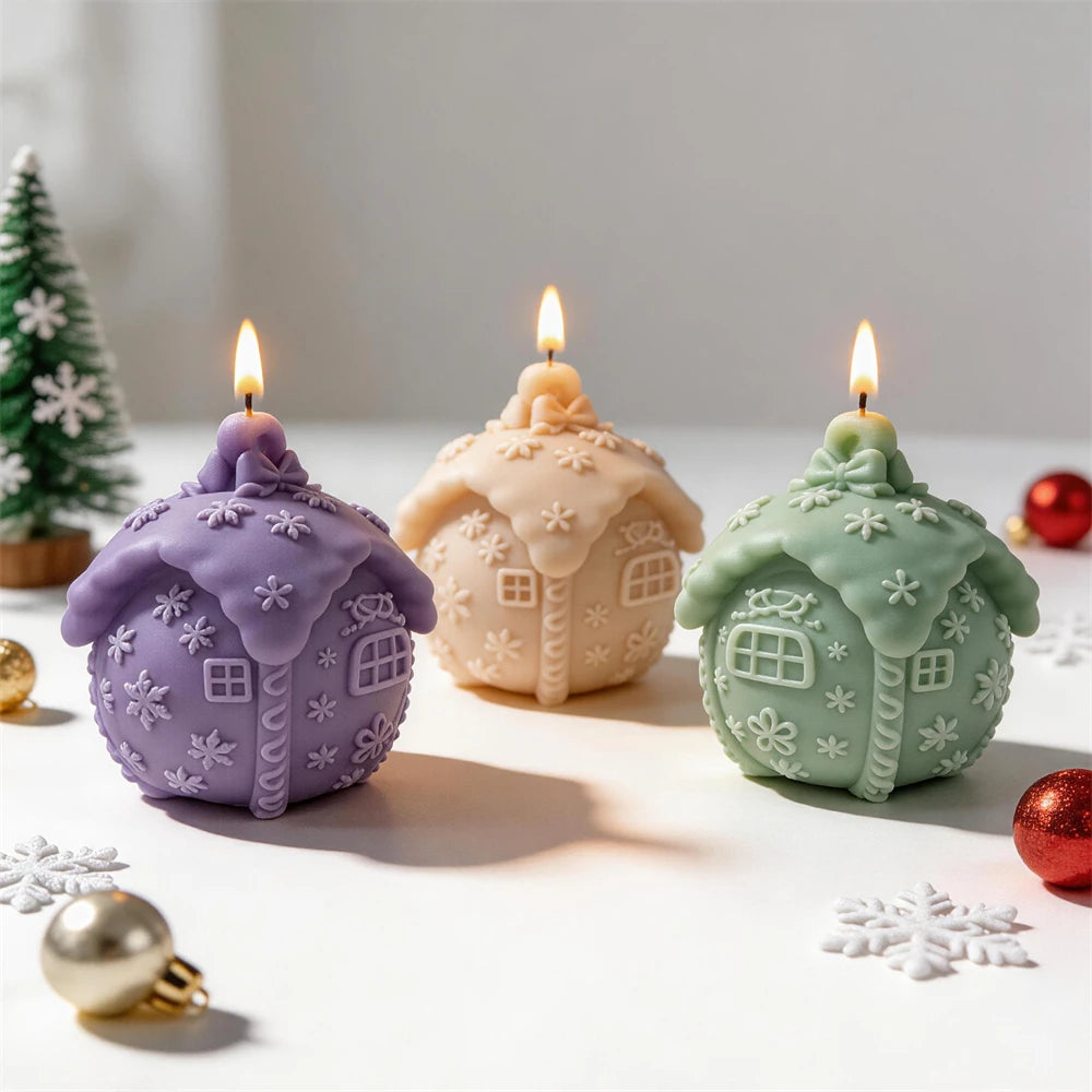 Three cottage bauble castings with small bow tops