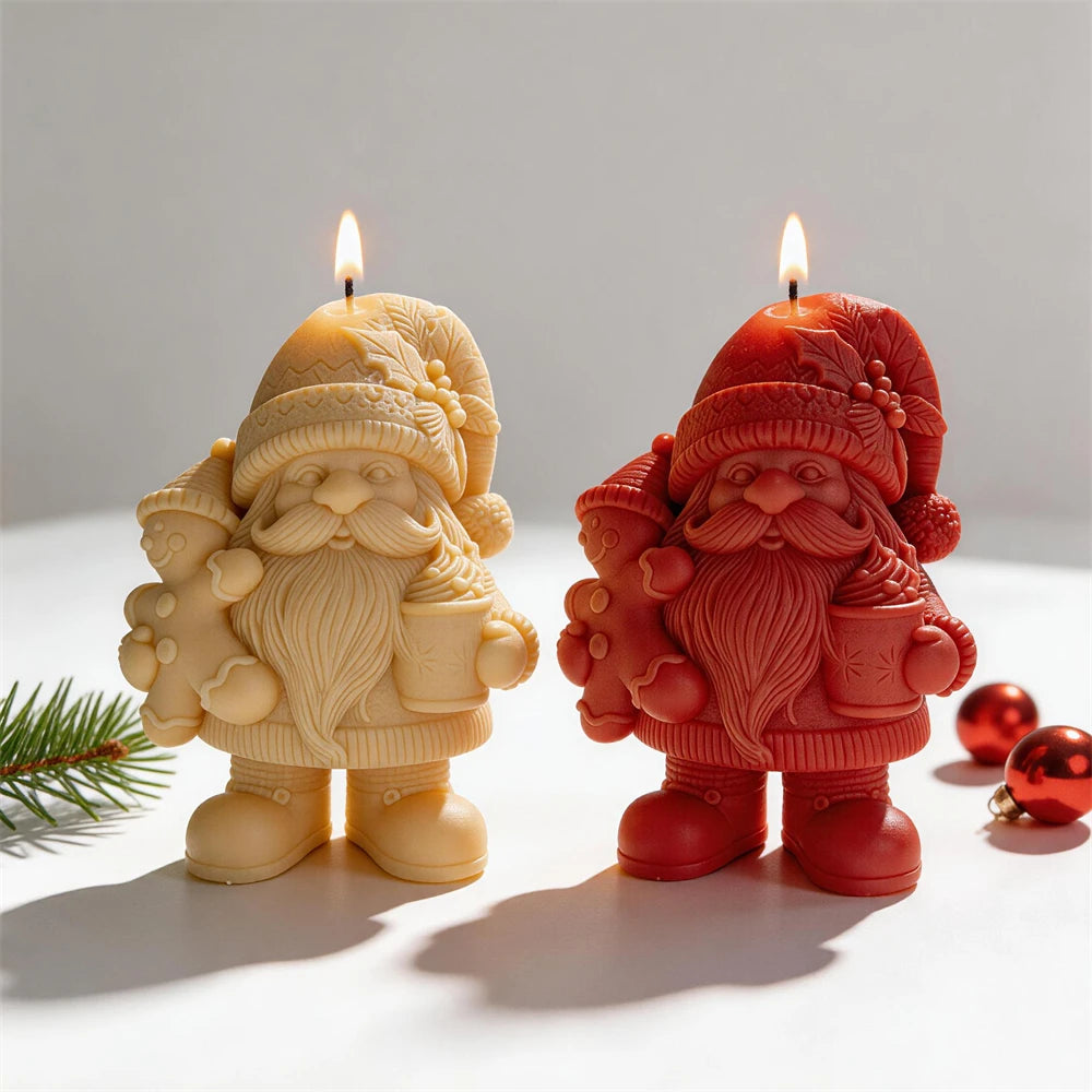 Yellow and red Christmas gnome candle color examples