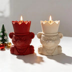 Red and cream crowned bear vessel samples with furry faces and uniform details