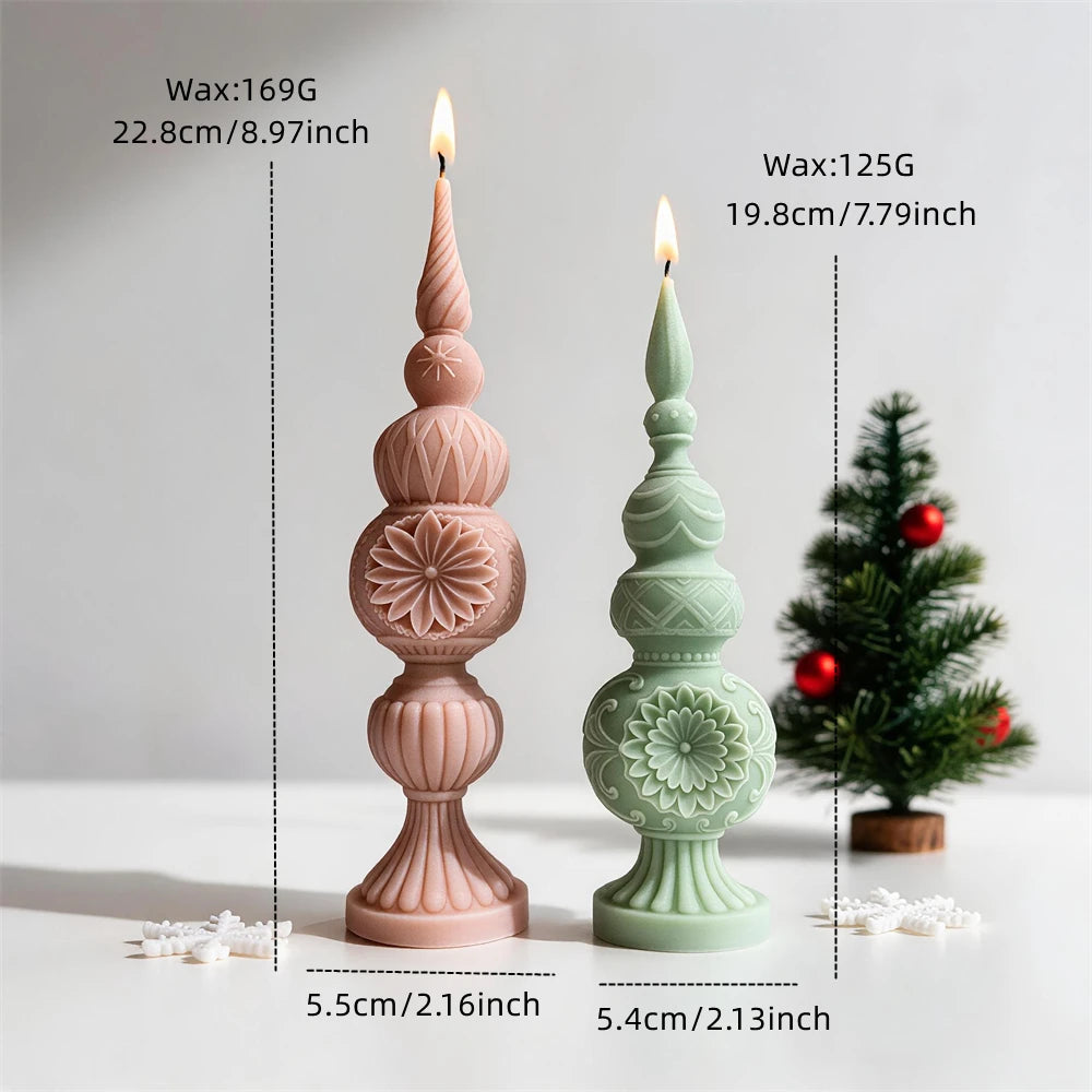 Finial design measurements: 22.8 cm and 19.8 cm heights with wax estimates