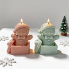Pink and mint gingerbread gift candles with buttons and bow ties