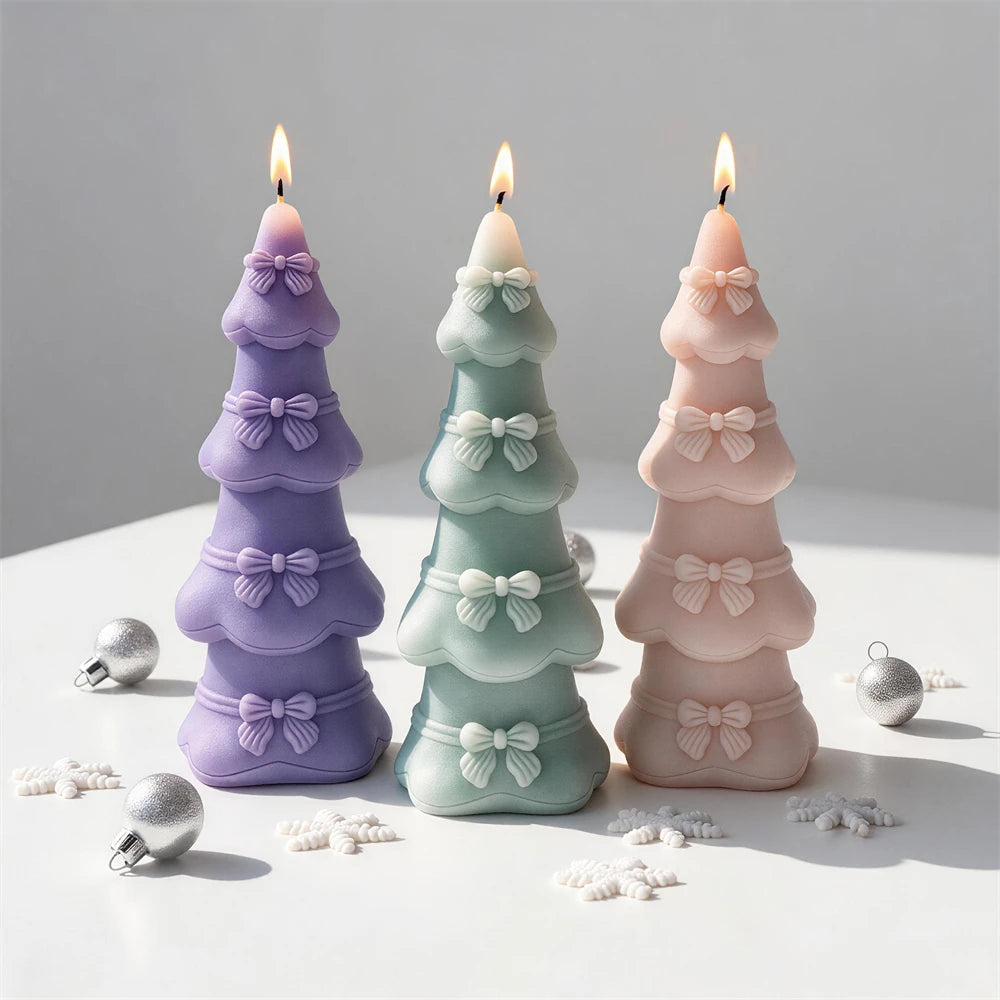 Christmas trees with softly flared tiers and pointed tops