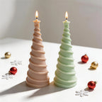 Tall spiral tier Christmas tree candle castings in pale wax