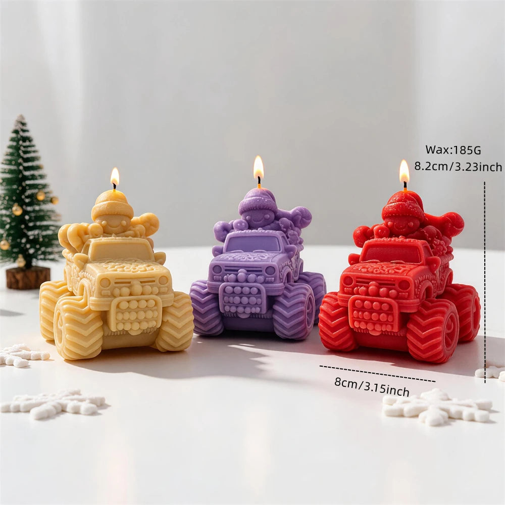 Truck candle chart showing 8.2 cm height, 8 cm width and 185 g wax estimate
