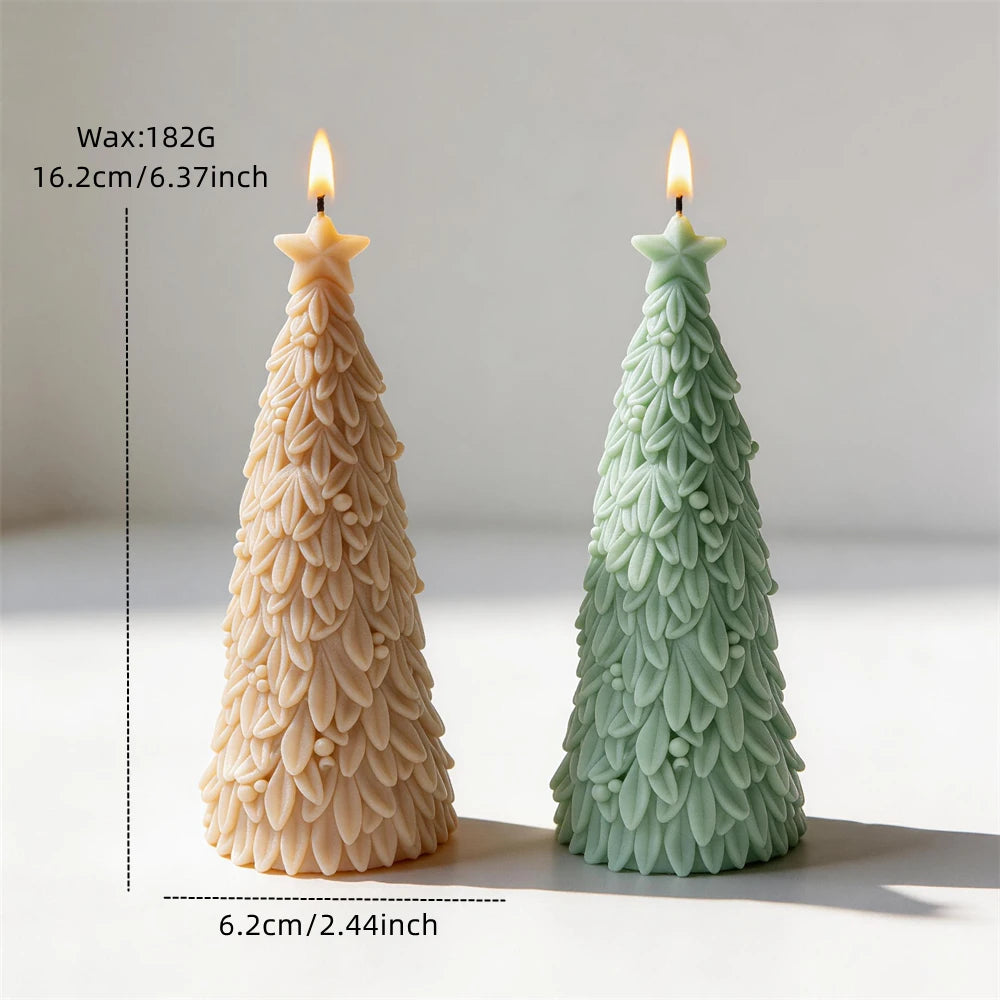 Star topped tree size diagram with 16.2 cm height, 6.2 cm width and 182 g wax reference