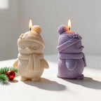 Rear and side views of textured winter bird figures