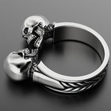 Aggressive Double Skull Retro Old Ring Obsesie