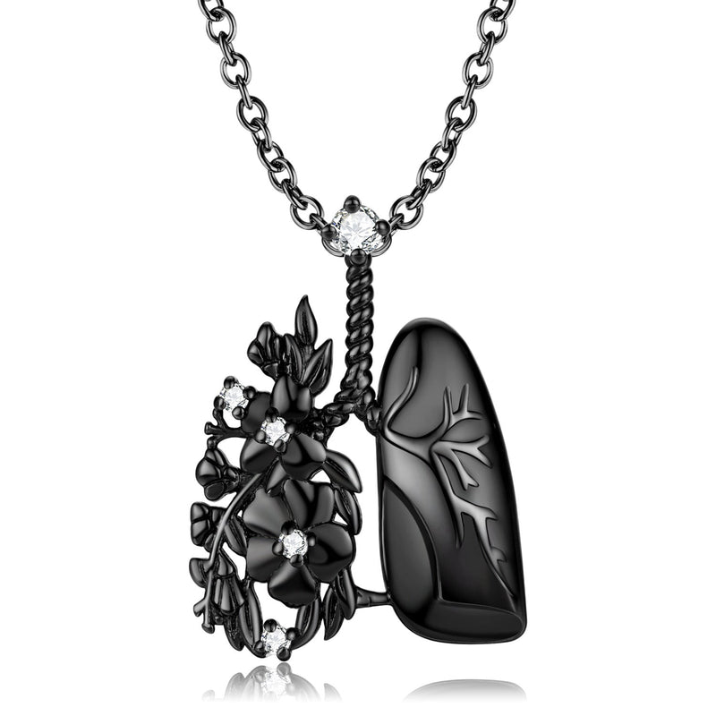 Anatomical Lung And Flower Necklace S925 Sterling Silver Obsesie
