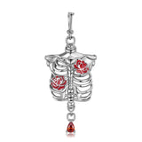 Anatomical Rib cage Necklace With Red Roses S925 Sterling Silver Obsesie