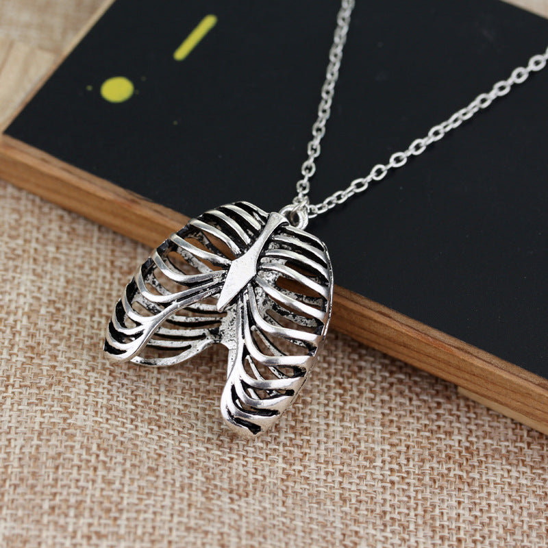 Antique Human Anatomy Rib Cage Necklace Anatomical Jewelry Medical Student Gift Trendy Punk Cool Necklace Edgy Hipster Jewelry Obsesie