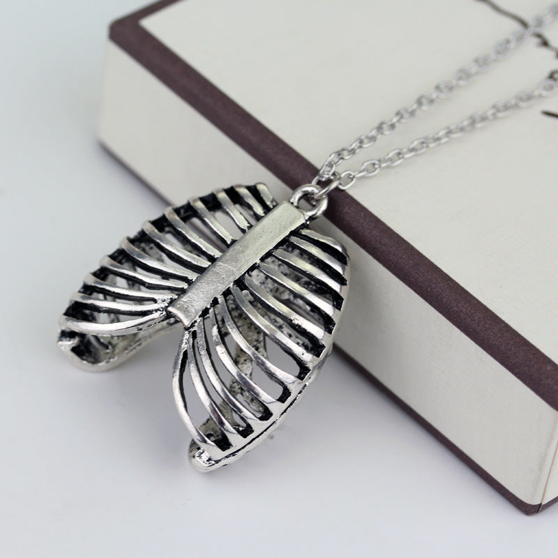 Antique Human Anatomy Rib Cage Necklace Anatomical Jewelry Medical Student Gift Trendy Punk Cool Necklace Edgy Hipster Jewelry Obsesie