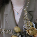 Aquamarine Gemstone Pendant Necklace Natural Crystal Stone of Courage Obsesie