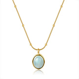 Aquamarine Gemstone Pendant Necklace Natural Crystal Stone of Courage Obsesie