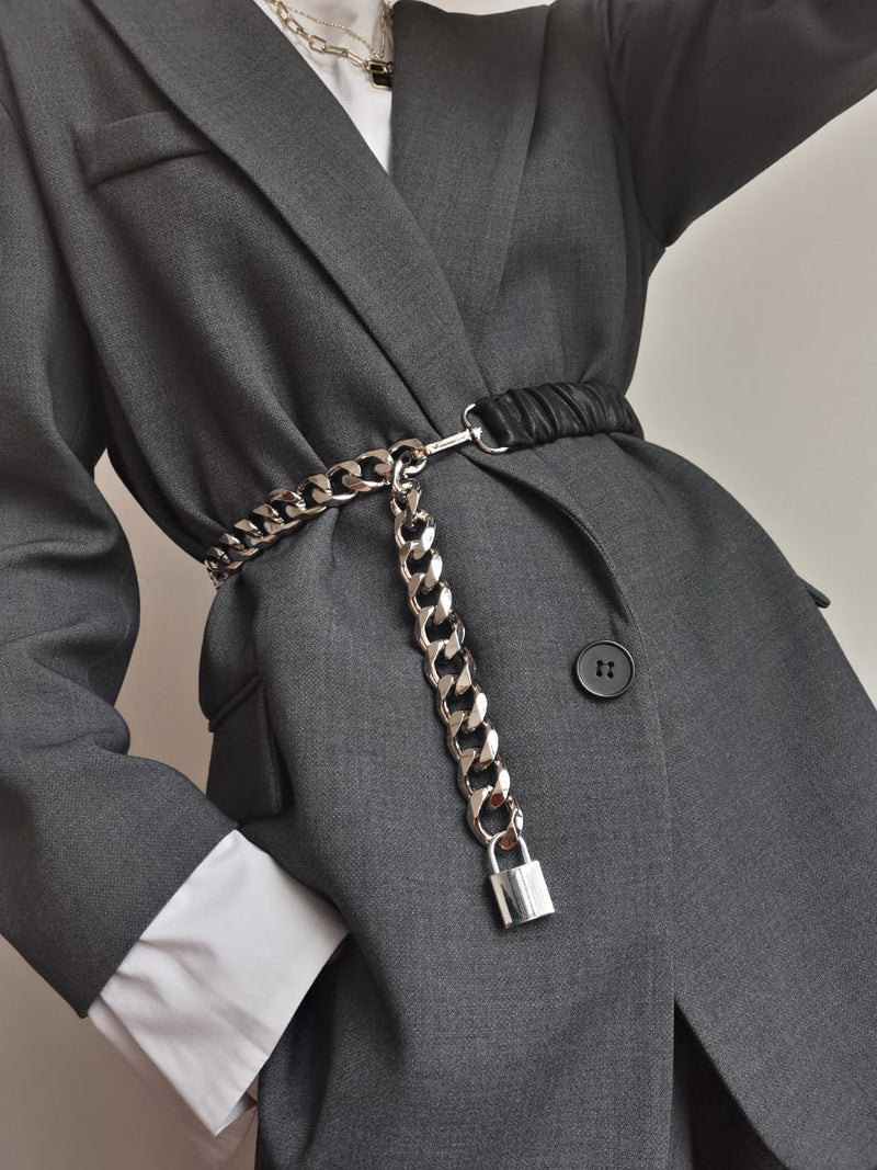 Belt Female Chain Stitching Elastic Waist With Skirt Girdle All-Match Metal Elastic Obsesie