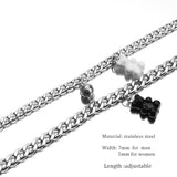 Black And White Bear Stainless Steel Magnet Attract Bracelet for Best Friends or Couple Obsesie