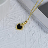 Black And White Double-sided Love Necklace Women's High-end Design Elegant Clavicle Chain Obsesie