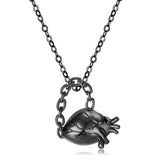 Black Gold Anatomical Heart Necklace S925 Sterling Silver Obsesie