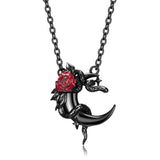 Black Snake And Rose Necklace S925 Sterling Silver Obsesie