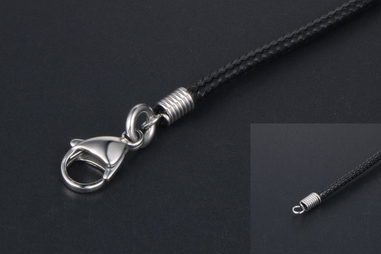 Black Woven Linen Wax Rope Necklace Obsesie