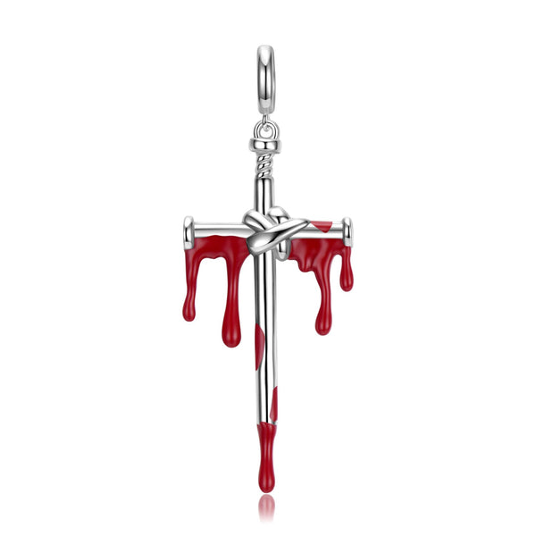 Blood Dripping Cross Sword Necklace S925 Sterling Silver Obsesie