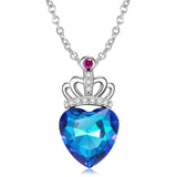 Blue Light Peach Crown Heart Necklace S925 Sterling Silver Obsesie