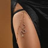 Bohemian Boho Gold Color Metal Beaded Chain Thigh Chain For Women Big Snake Pendants Leg Chain Body Jewelry Beach Style Gift Obsesie