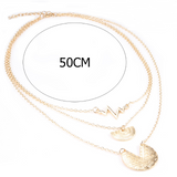 Bohemian Engraving Round Piece ECG Combination Three-layer Necklace Obsesie