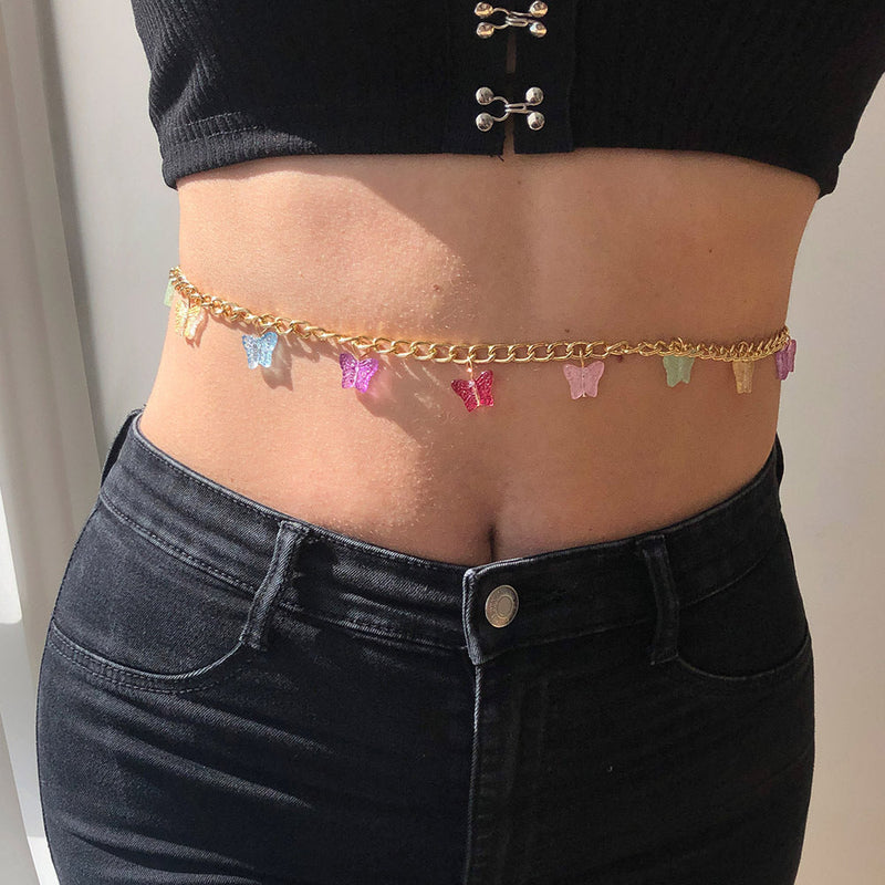 Butterfly Belly Chain Sequin Waist Chain Obsesie