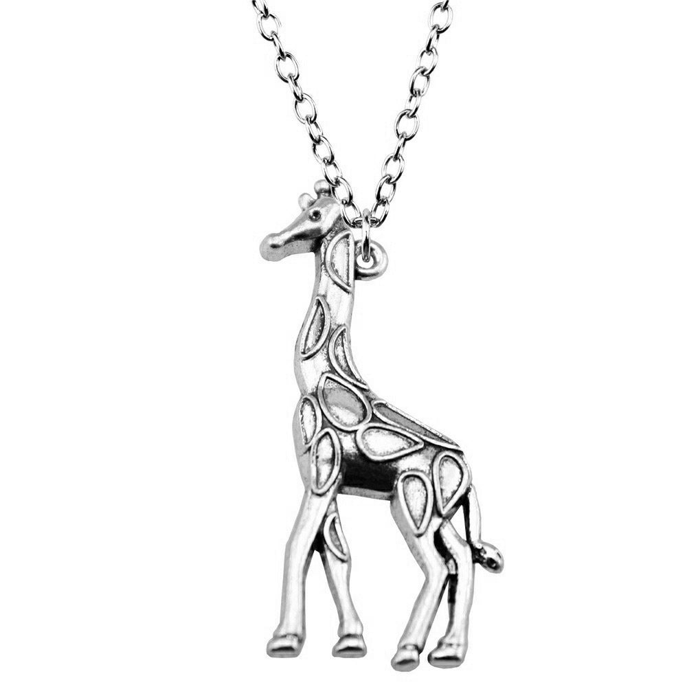 Cartoon Silver Giraffe Pendant Necklace Obsesie