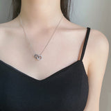 Chain Necklace Female Clavicle Chain Small Luxury S925 Sterling Silver Double Ring Jewelry Obsesie