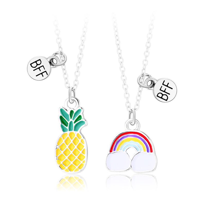 Children's Cartoon Rainbow Pineapple Pendant Necklace Obsesie